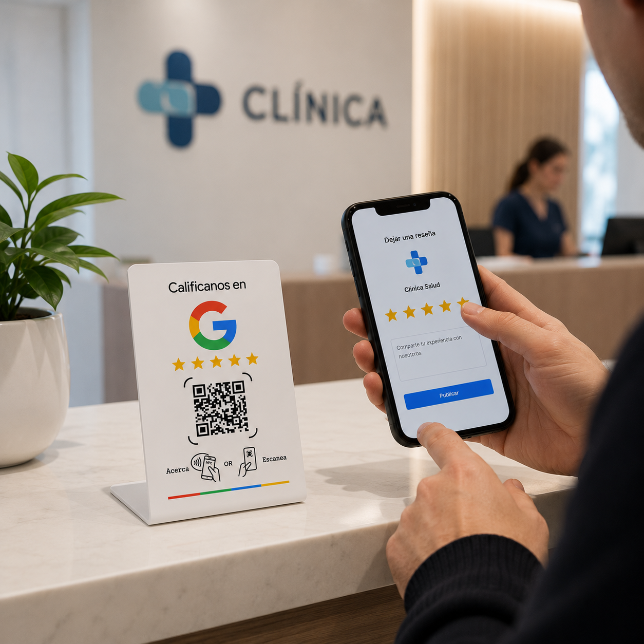 Sensor NFC + QR Google Maps Blanco