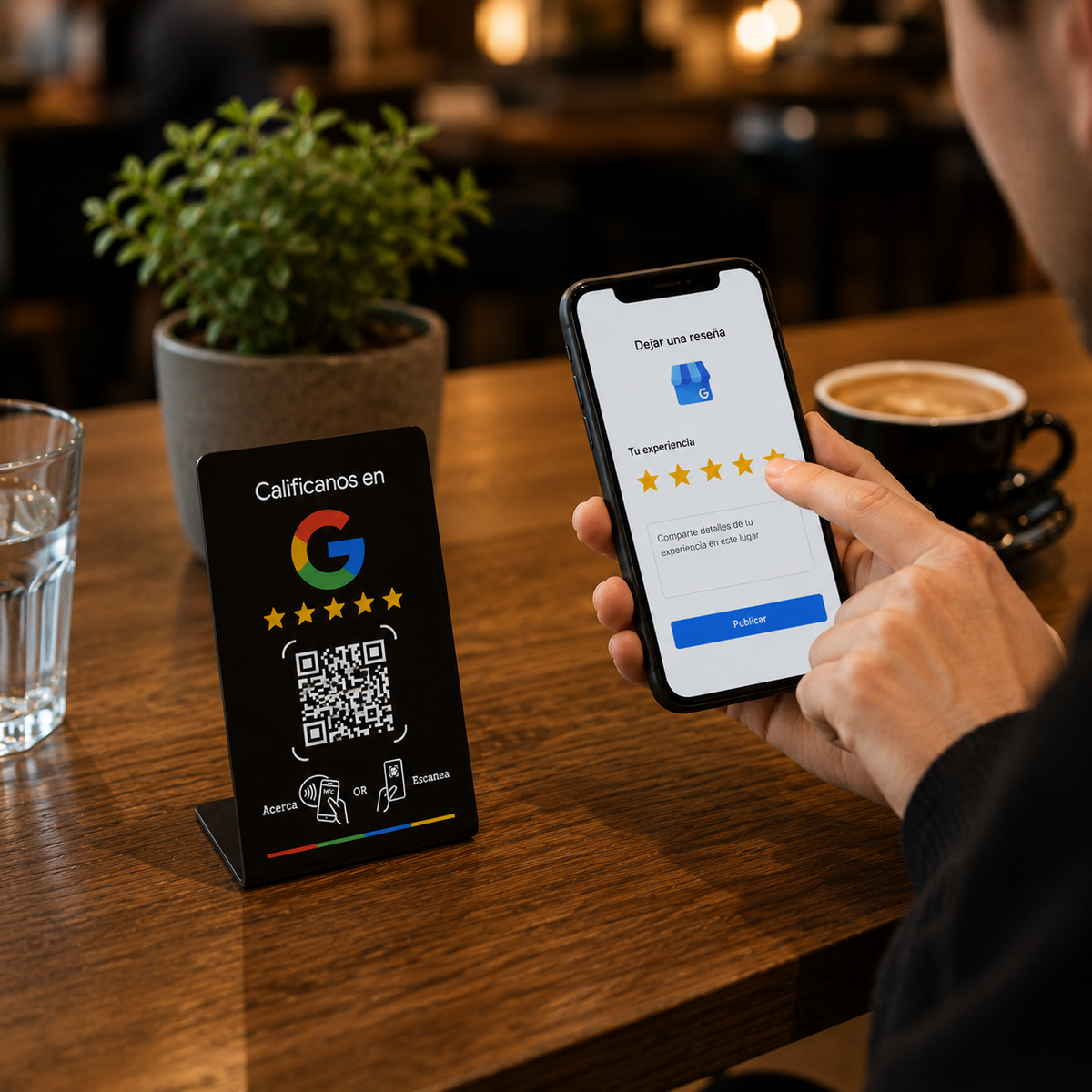 Sensor NFC + QR Google Maps Negro