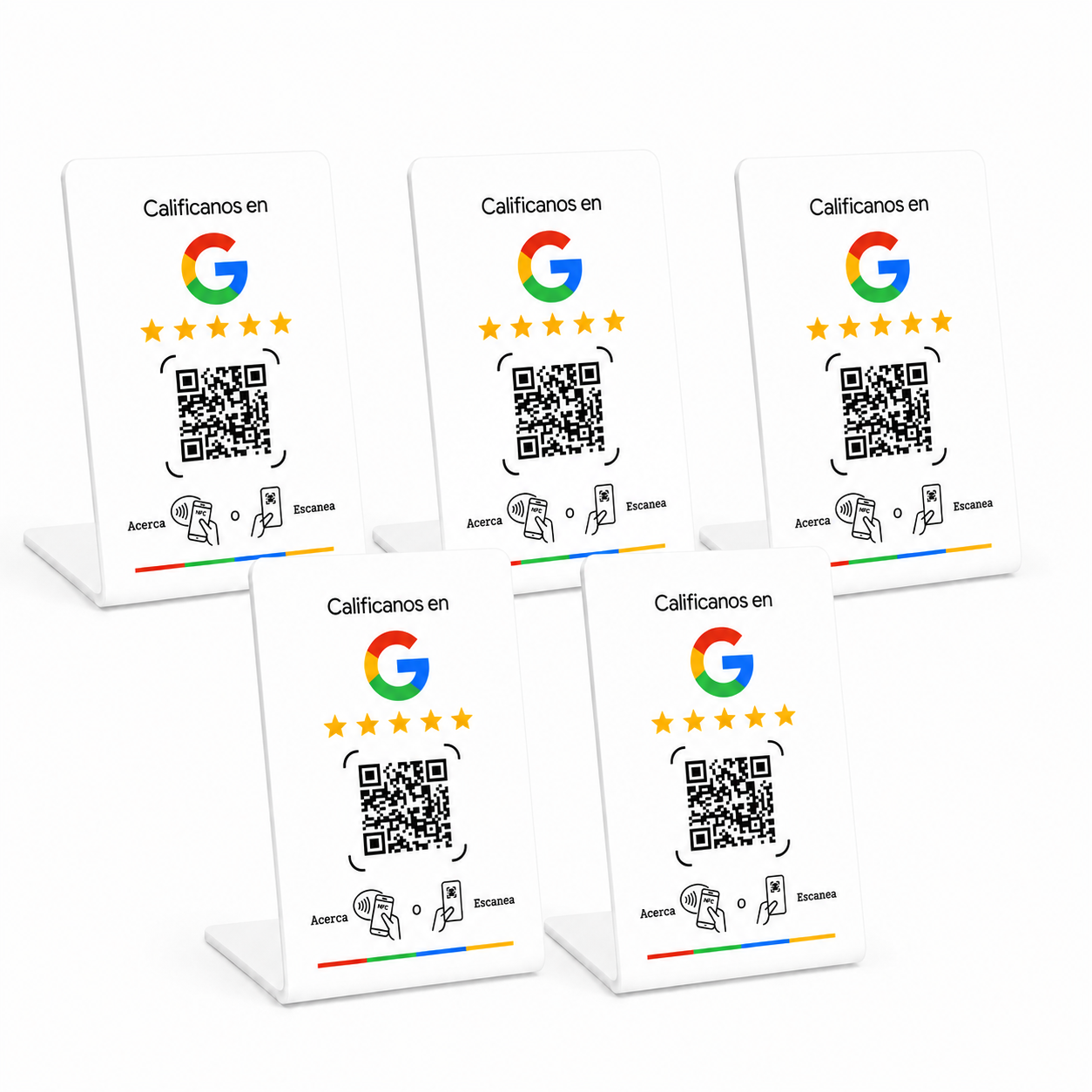 Pack x5 Sensores NFC + QR Google Maps Blancos
