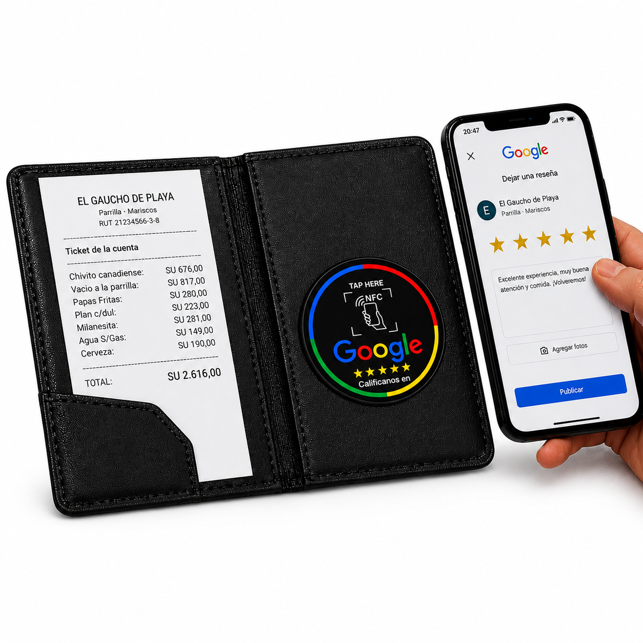 Porta Cuenta con Sensor NFC para Restaurantes